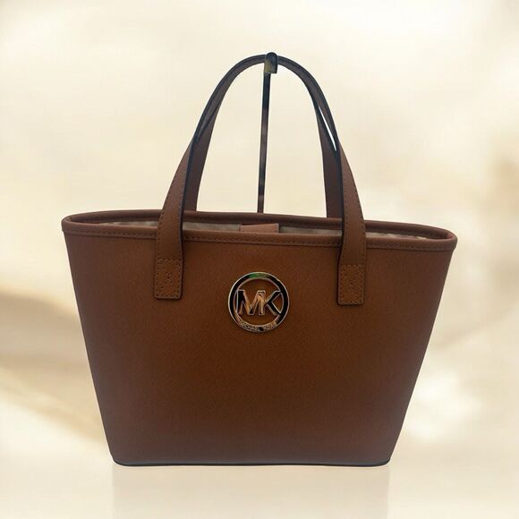 MICHAEL KORS Jet Set Small Saffiano Leather Tote Bag - Brown